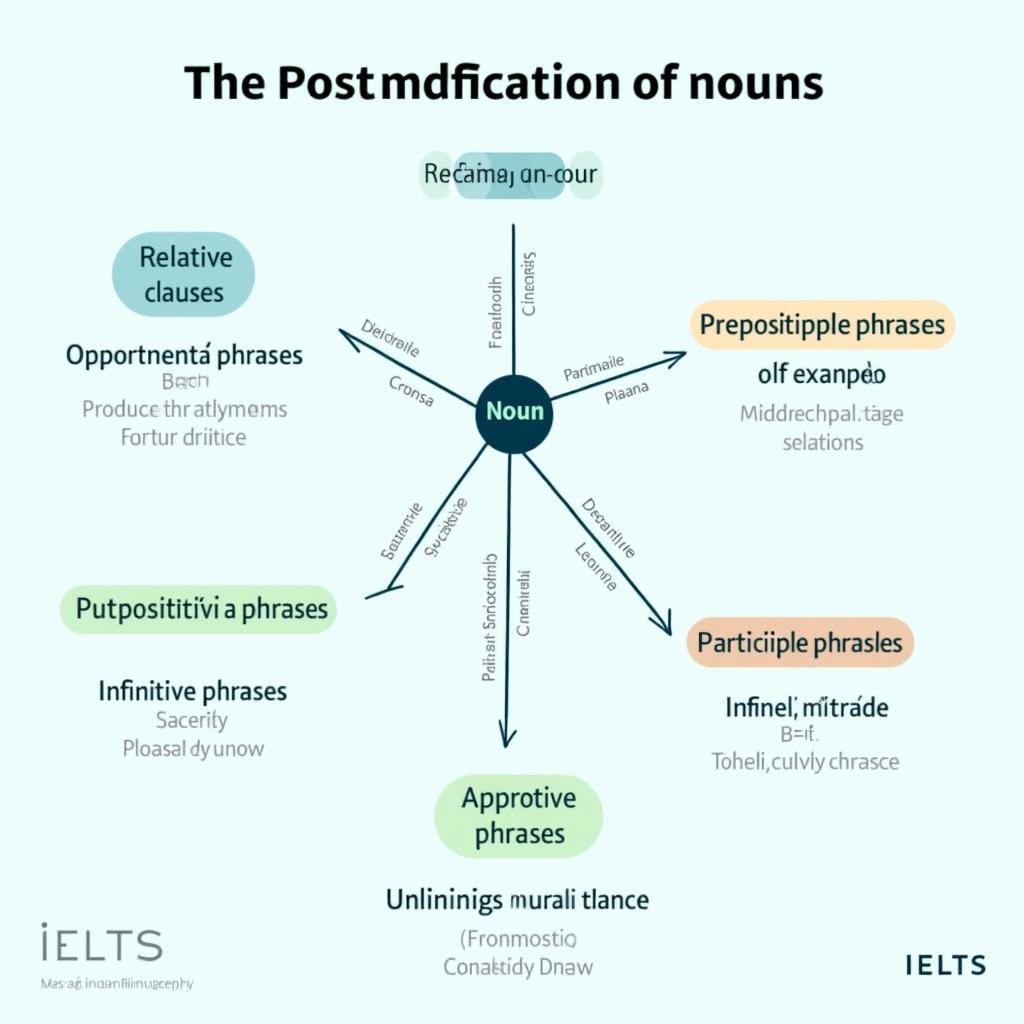 Sơ đồ cấu trúc post-modification of nouns với 5 dạng chính trong IELTS Writing và Speaking