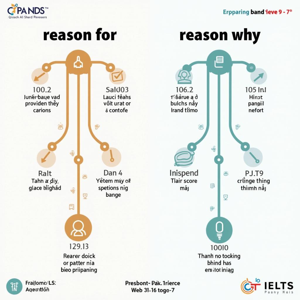 Sơ đồ cấu trúc reason for và reason why trong bài thi IELTS với các biến thể