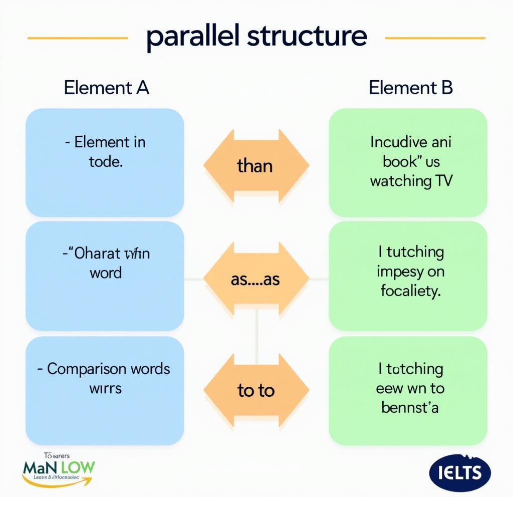 Sơ đồ minh họa cấu trúc song song trong các câu so sánh tiếng Anh dùng cho IELTS với công thức và ví dụ rõ ràng