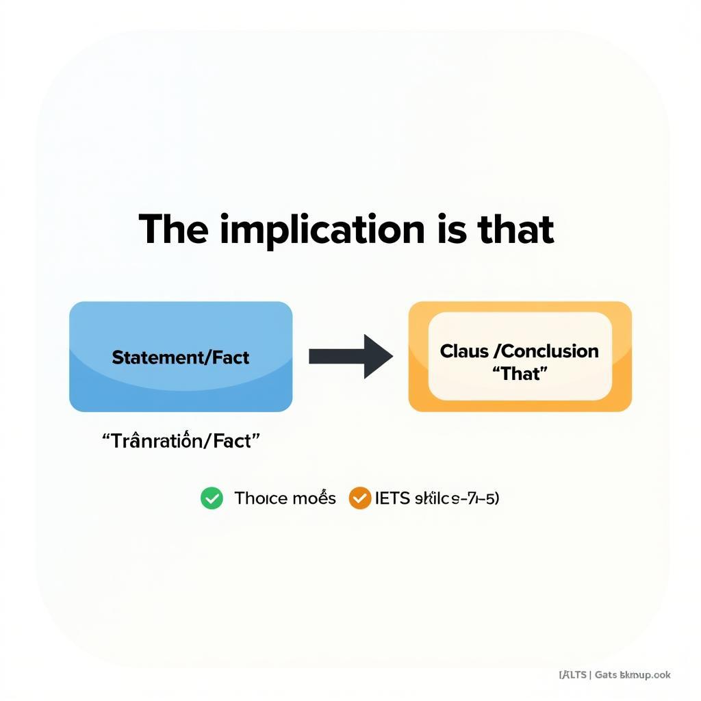 Sơ đồ cấu trúc ngữ pháp The Implication Is That trong IELTS với các thành phần câu