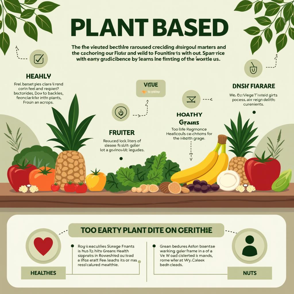 Minh họa chế độ ăn thực vật và lợi ích sức khỏe cho con người