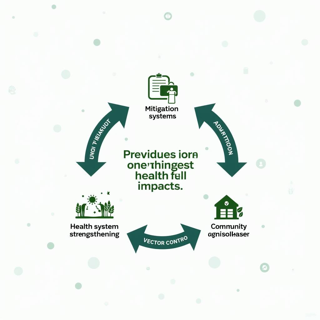 Sơ đồ minh họa các chiến lược ứng phó với tác động của biến đổi khí hậu lên sức khỏe cộng đồng