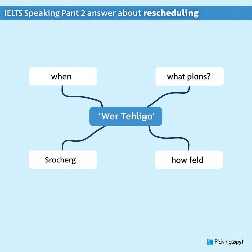 Chiến lược trả lời Part 2 về reschedule IELTS Speaking - Sơ đồ tư duy với các bullet points và từ vựng