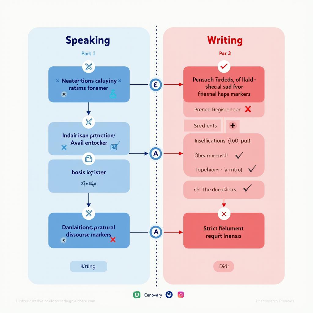 Sơ đồ chiến lược sử dụng ngôn ngữ informal trong Speaking và formal trong Writing