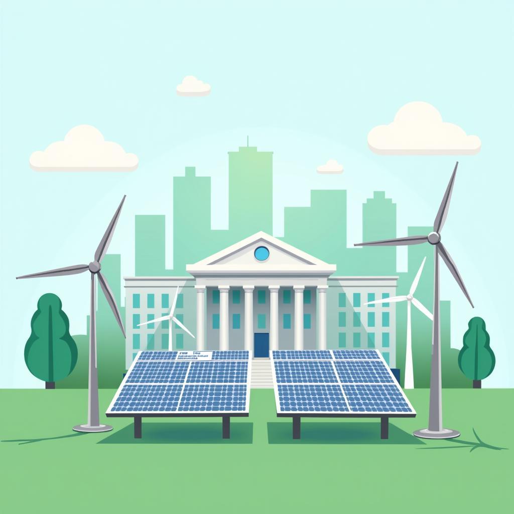 Minh họa chính phủ đầu tư vào các dự án năng lượng tái tạo quy mô lớn