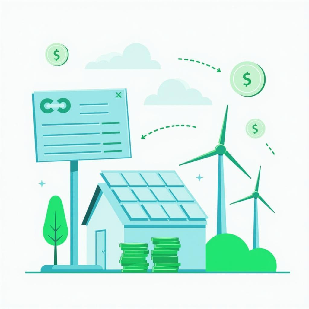 Minh họa chính phủ hỗ trợ tài chính cho dự án năng lượng tái tạo trong IELTS Writing Task 2