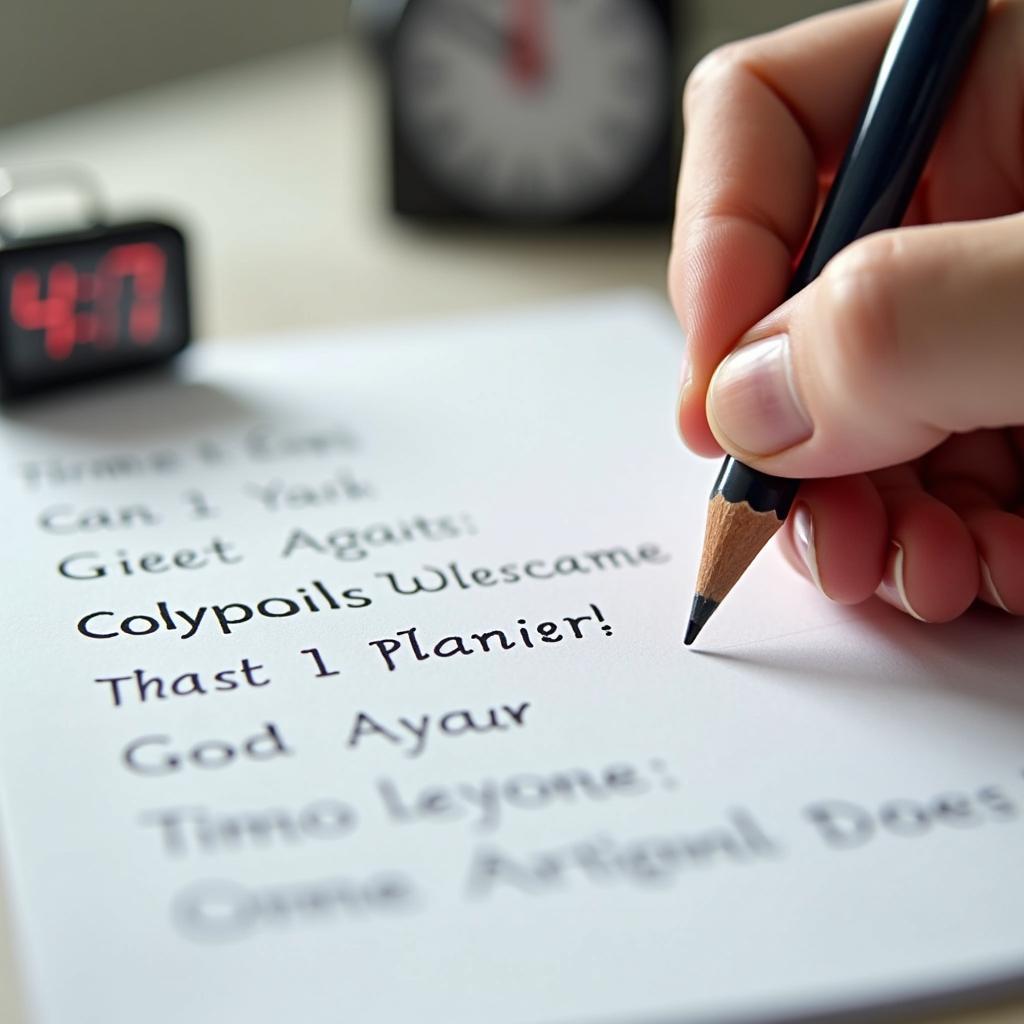 Thí sinh đang ghi chú chuẩn bị cho phần thi IELTS Speaking Part 2 về quản lý sự kiện trực tuyến