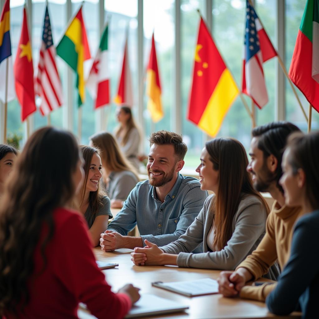 Minh họa chương trình trao đổi văn hóa quốc tế với sinh viên các quốc gia