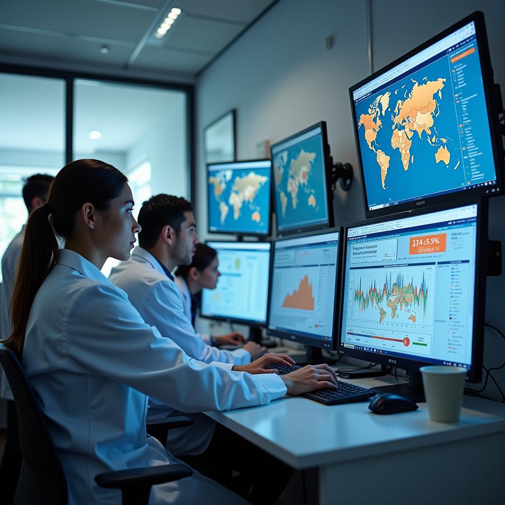 Các chuyên gia y tế công cộng đang phân tích dữ liệu về tác động của biến đổi khí hậu đến sức khỏe cộng đồng