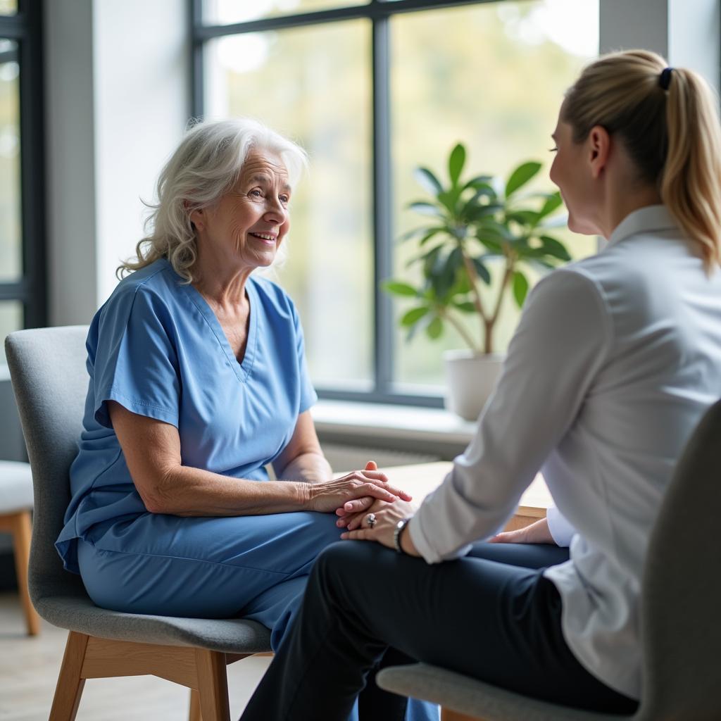 Chuyên gia y tế tư vấn và chăm sóc sức khỏe tâm thần cho người cao tuổi trong môi trường chuyên nghiệp