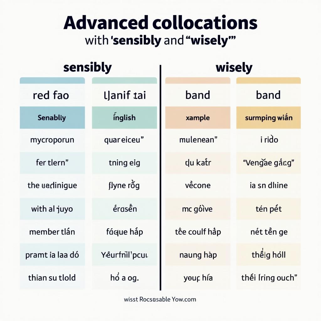 Bảng collocations nâng cao của sensibly và wisely cho IELTS band 8-9