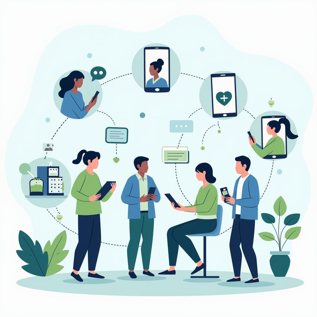 Hình minh họa công nghệ số hỗ trợ sức khỏe tâm thần trong bài thi IELTS Reading