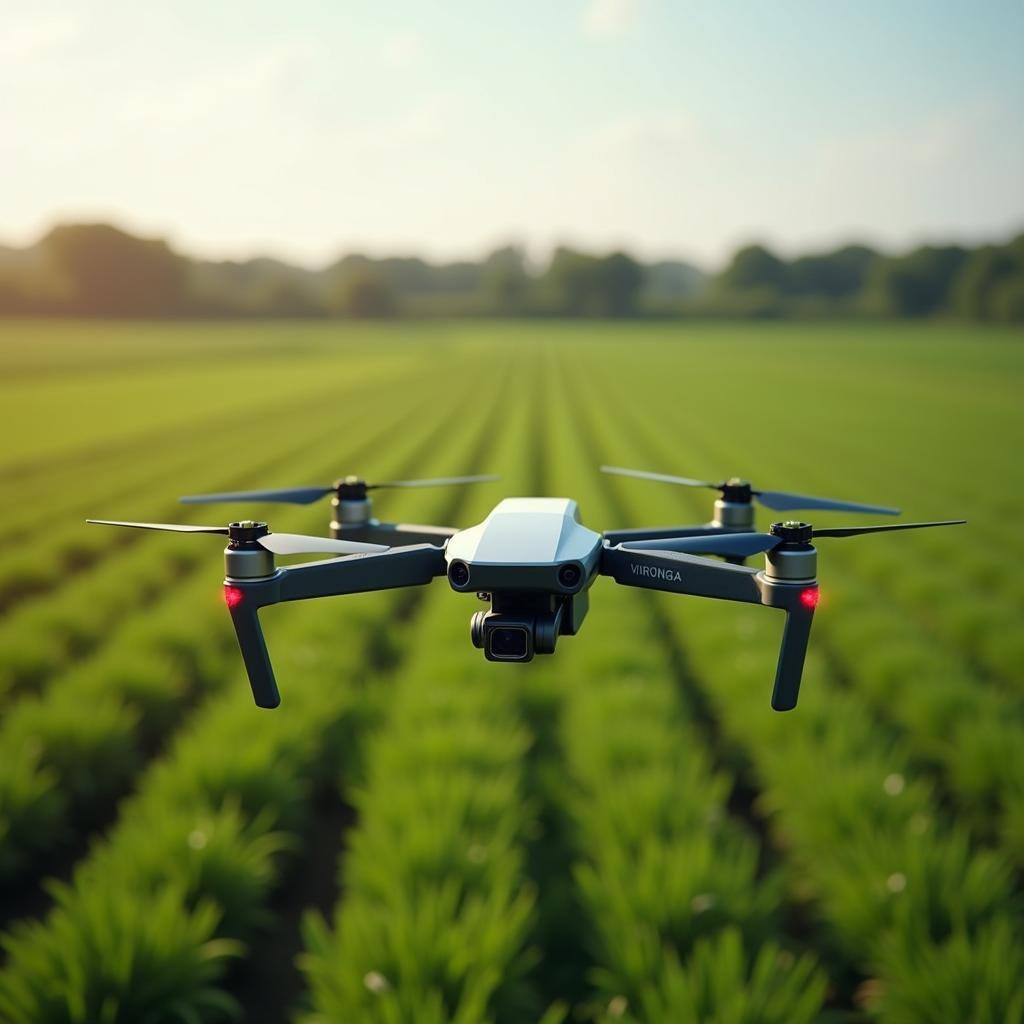 Máy bay không người lái giám sát cánh đồng trong hệ thống nông nghiệp thông minh hiện đại