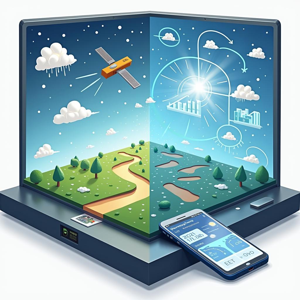 Hình minh họa công nghệ dự báo thời tiết hiện đại cho IELTS Speaking