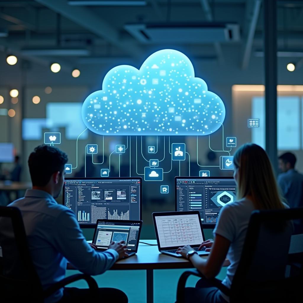 Công nghệ hiện đại tăng năng suất làm việc với máy tính xách tay và ứng dụng quản lý dự án