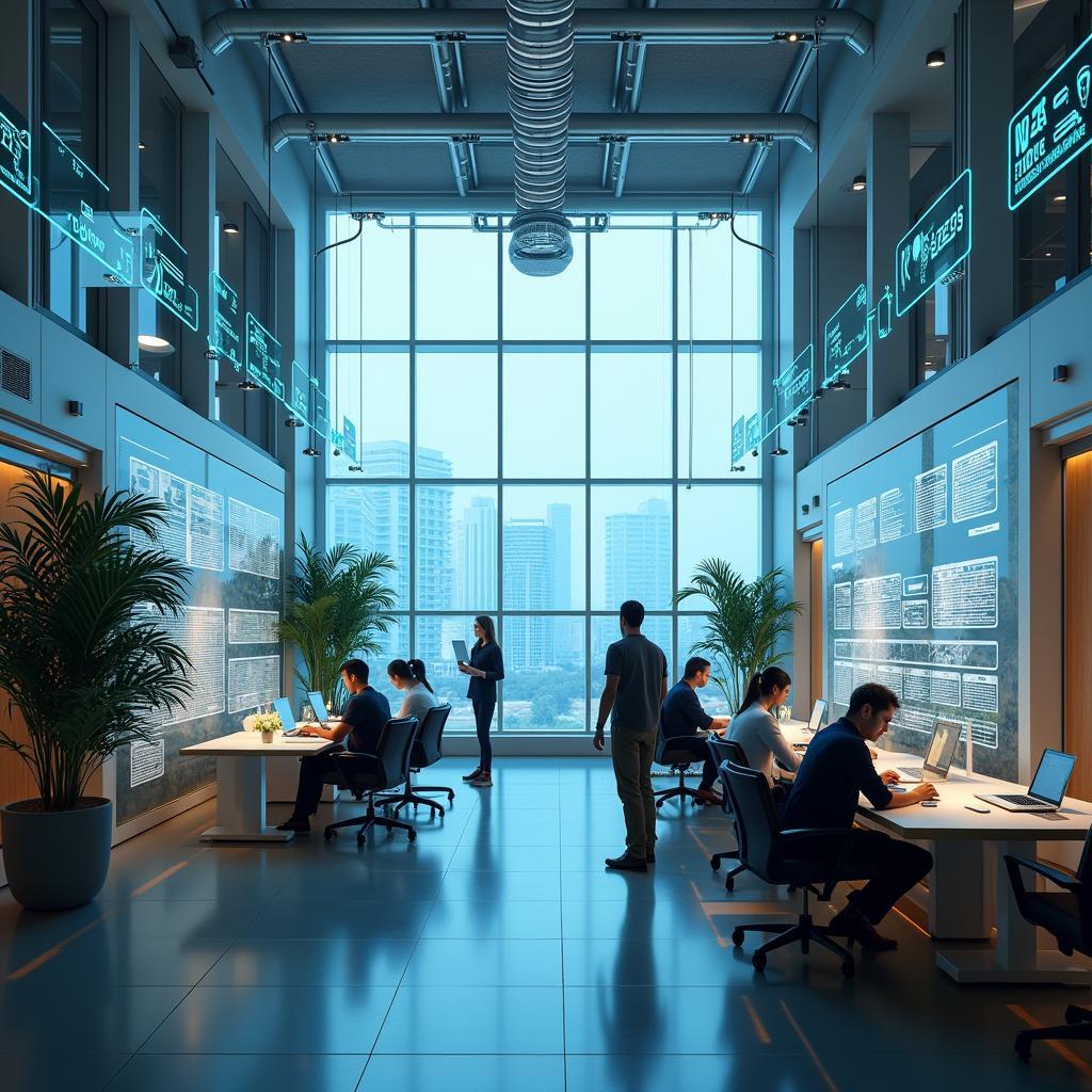 Hệ thống công nghệ thông minh trong tòa nhà xanh với cảm biến IoT và quản lý năng lượng