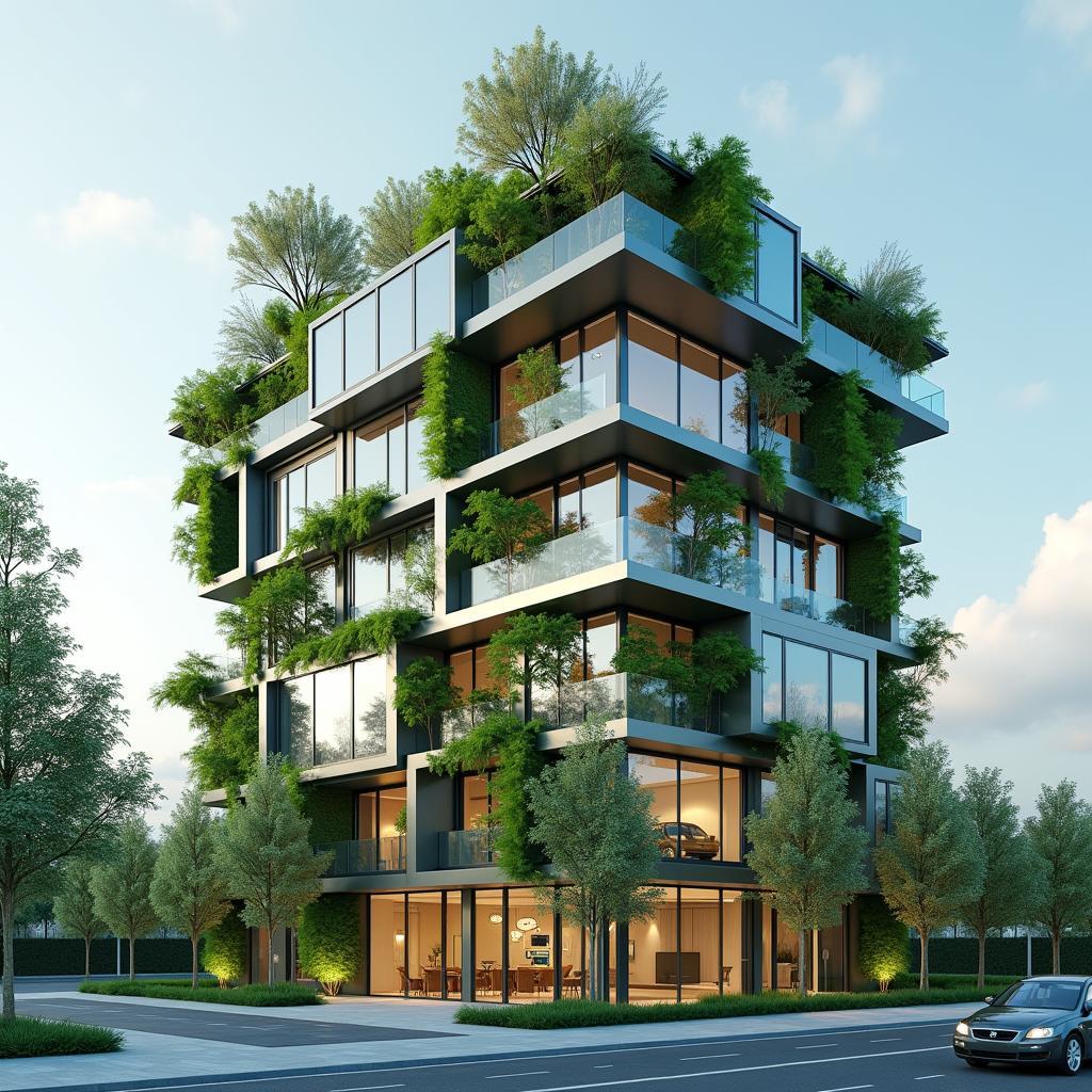 Công nghệ xanh hiện đại với tấm pin mặt trời và vật liệu làm mát cho đô thị