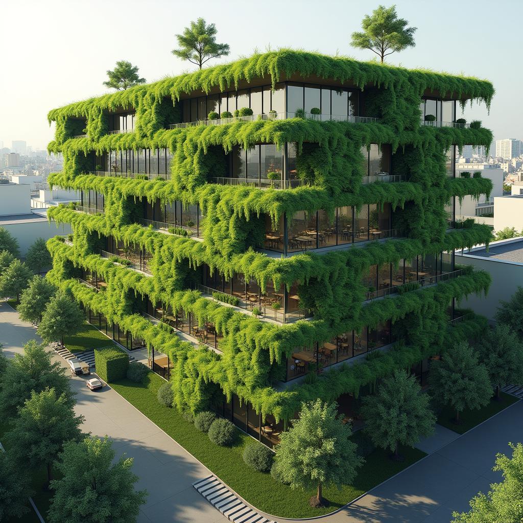 Công trình xanh với vườn treo và mái xanh giúp giảm nhiệt độ đô thị hiệu quả