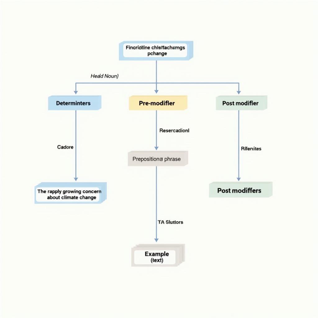 Cấu trúc cú pháp của cụm danh từ phức tạp với nhiều thành phần bổ nghĩa trong IELTS