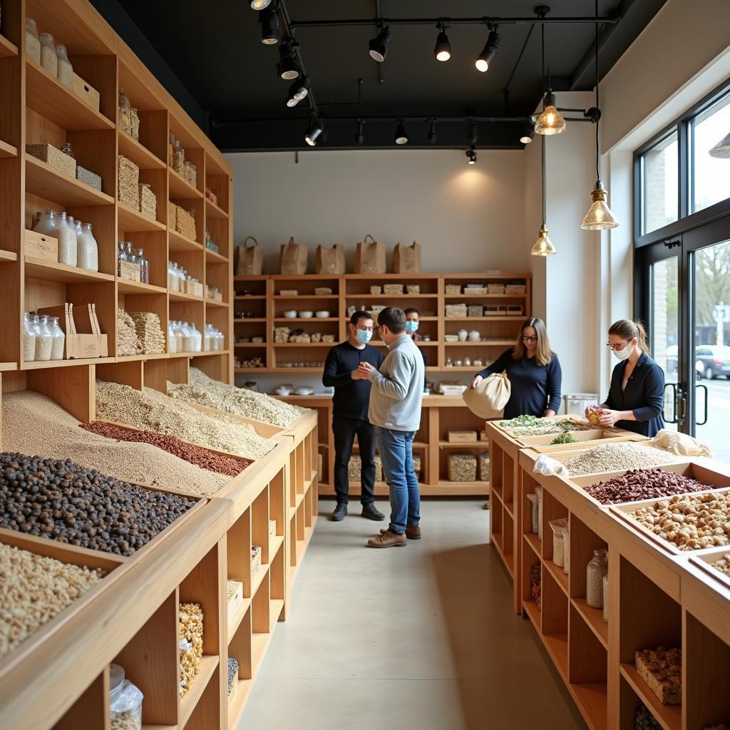 Cửa hàng bán hàng không bao bì nhựa thân thiện môi trường