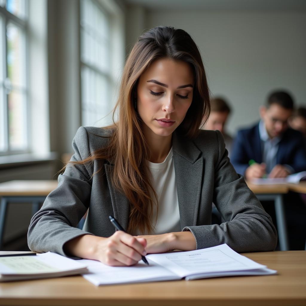 Thí sinh chuẩn bị trả lời cue card về test validity trong IELTS Speaking Part 2