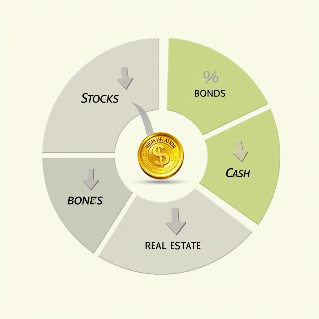 Danh mục đầu tư đa dạng hóa với một phần nhỏ vàng để phòng ngừa rủi ro lạm phát và biến động thị trường.