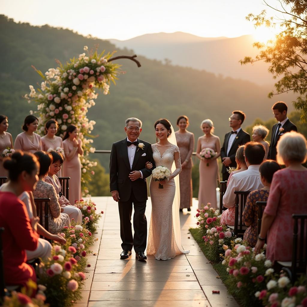 Lễ cưới gia đình Việt Nam truyền thống trong khung cảnh thiên nhiên tuyệt đẹp