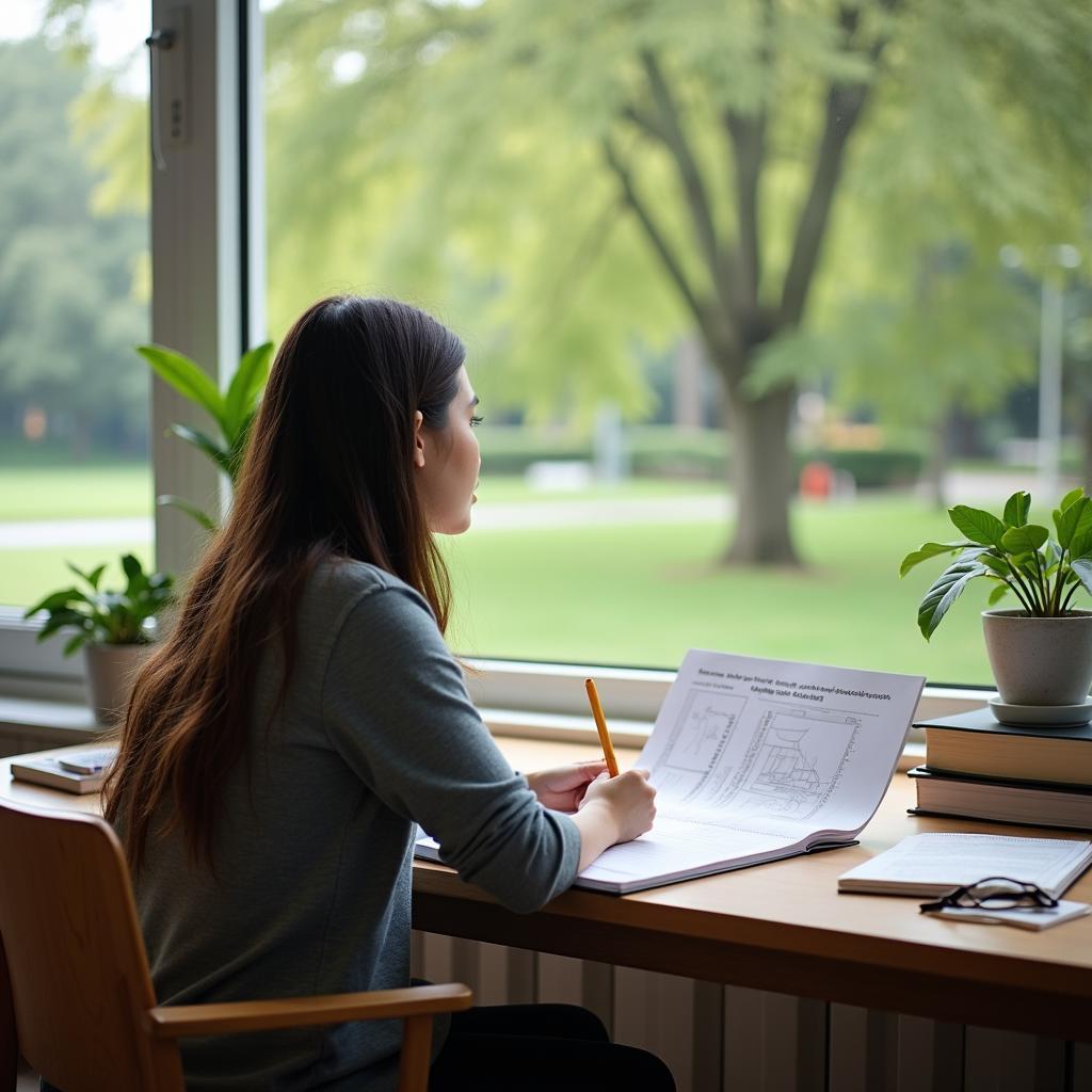 Học viên đang chuẩn bị trả lời câu hỏi về địa điểm thư giãn trong IELTS Speaking Part 1