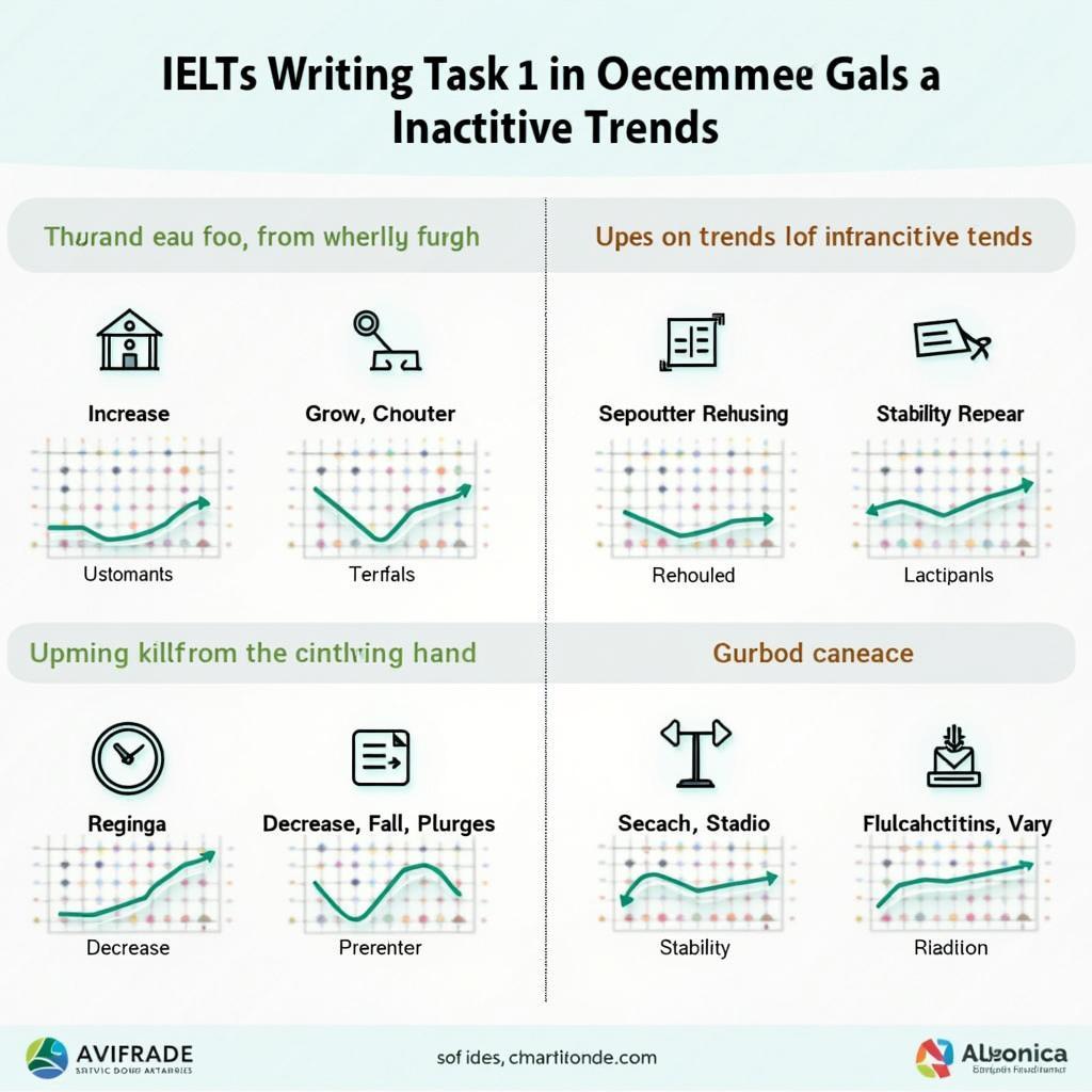 Bảng động từ nội động mô tả xu hướng tăng giảm cho IELTS Writing Task 1 kèm ví dụ