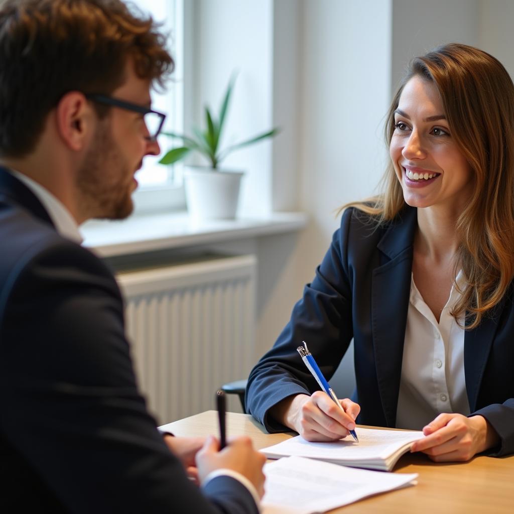 Giám khảo IELTS đang đánh giá thí sinh trong phần Speaking Part 3 về chủ đề thảo luận sâu