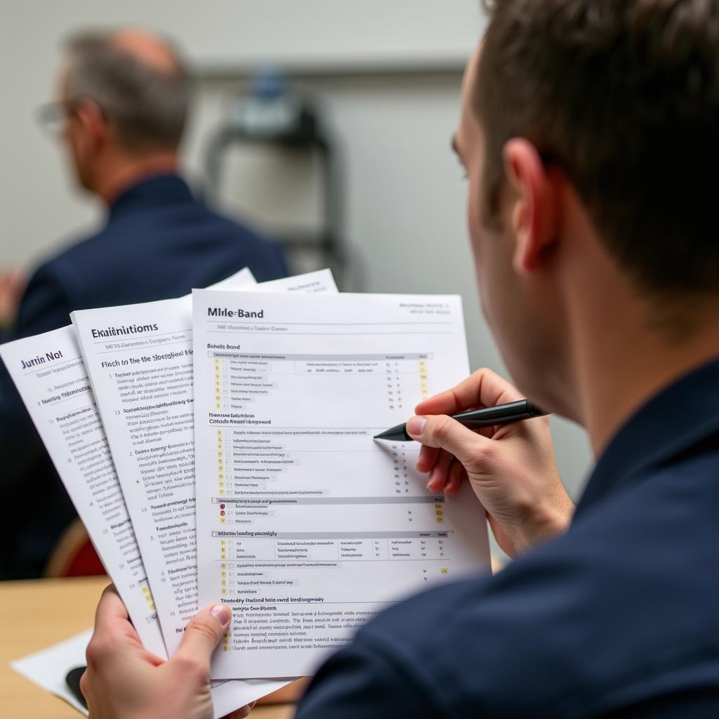 Giám khảo IELTS đang đánh giá bài thi Speaking về nhiếp ảnh với tiêu chí band điểm cao