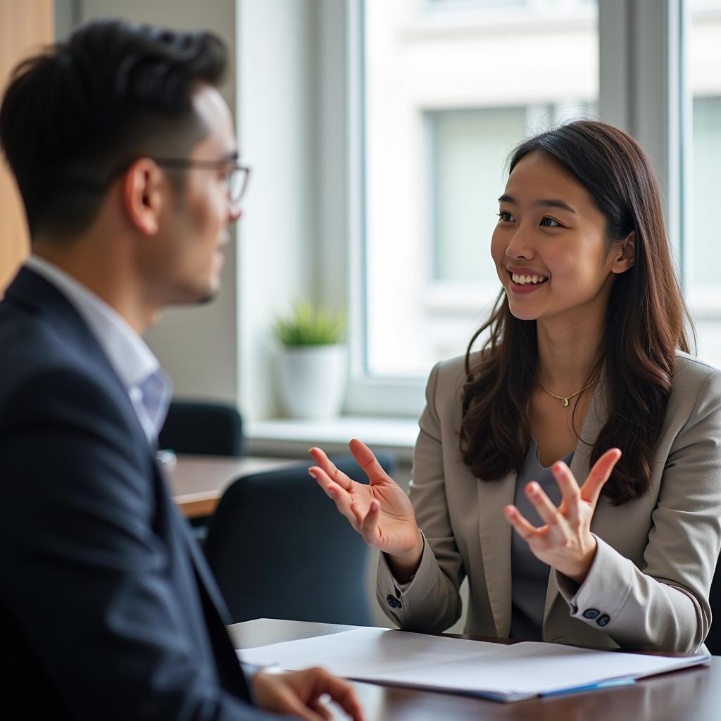 Examiner và thí sinh đang thảo luận sâu về trách nhiệm xã hội trong IELTS Speaking Part 3