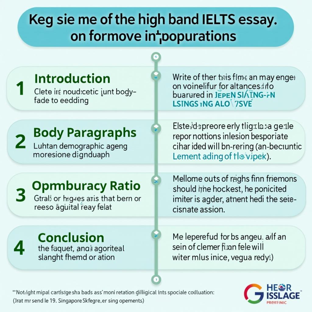 Minh họa các yếu tố giúp bài viết IELTS Writing Task 2 về dân số già hóa đạt band điểm cao với cấu trúc rõ ràng và từ vựng phong phú