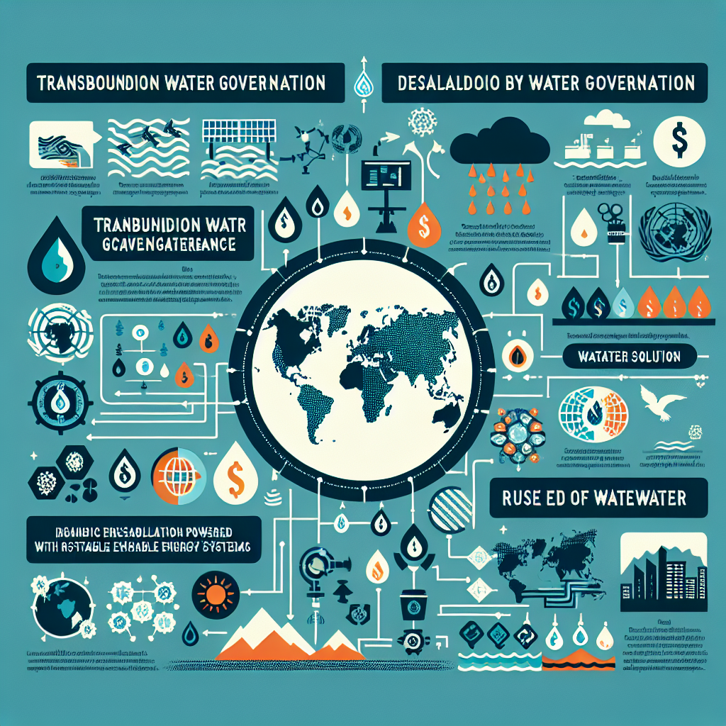 Minh họa global solutions for water scarcity và các trụ cột trong IELTS Writing Task 2
