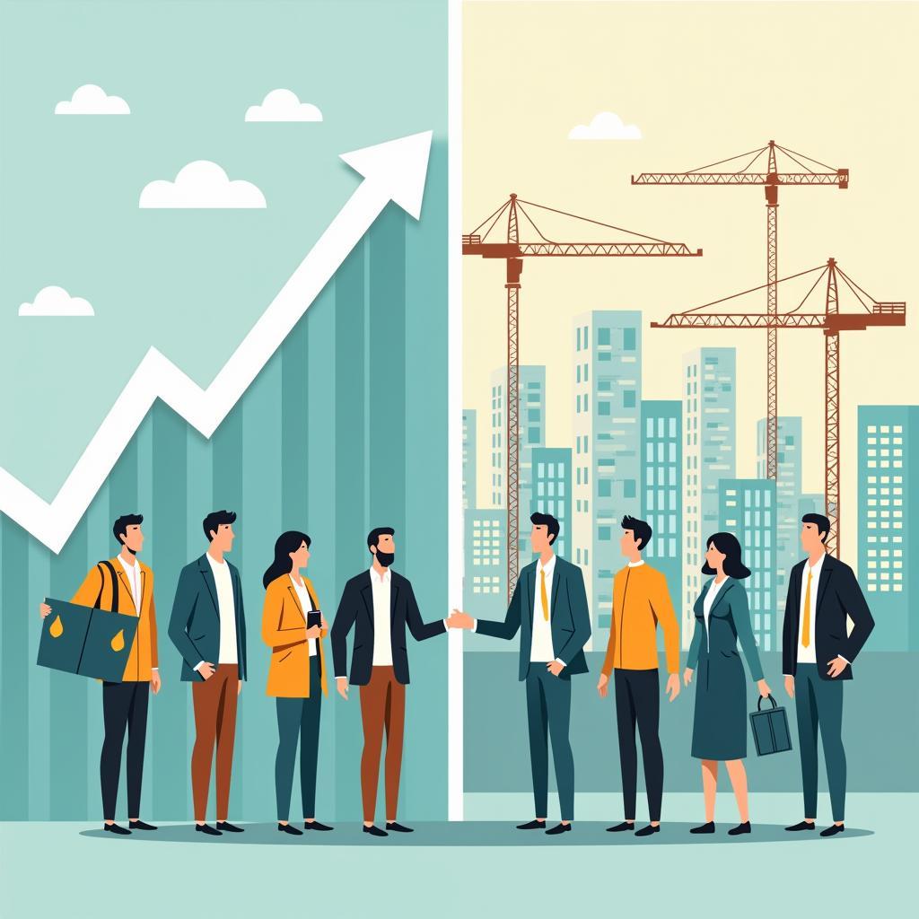 Minh họa bất bình đẳng thu nhập trong giai đoạn phục hồi kinh tế với biểu đồ và hình ảnh xã hội