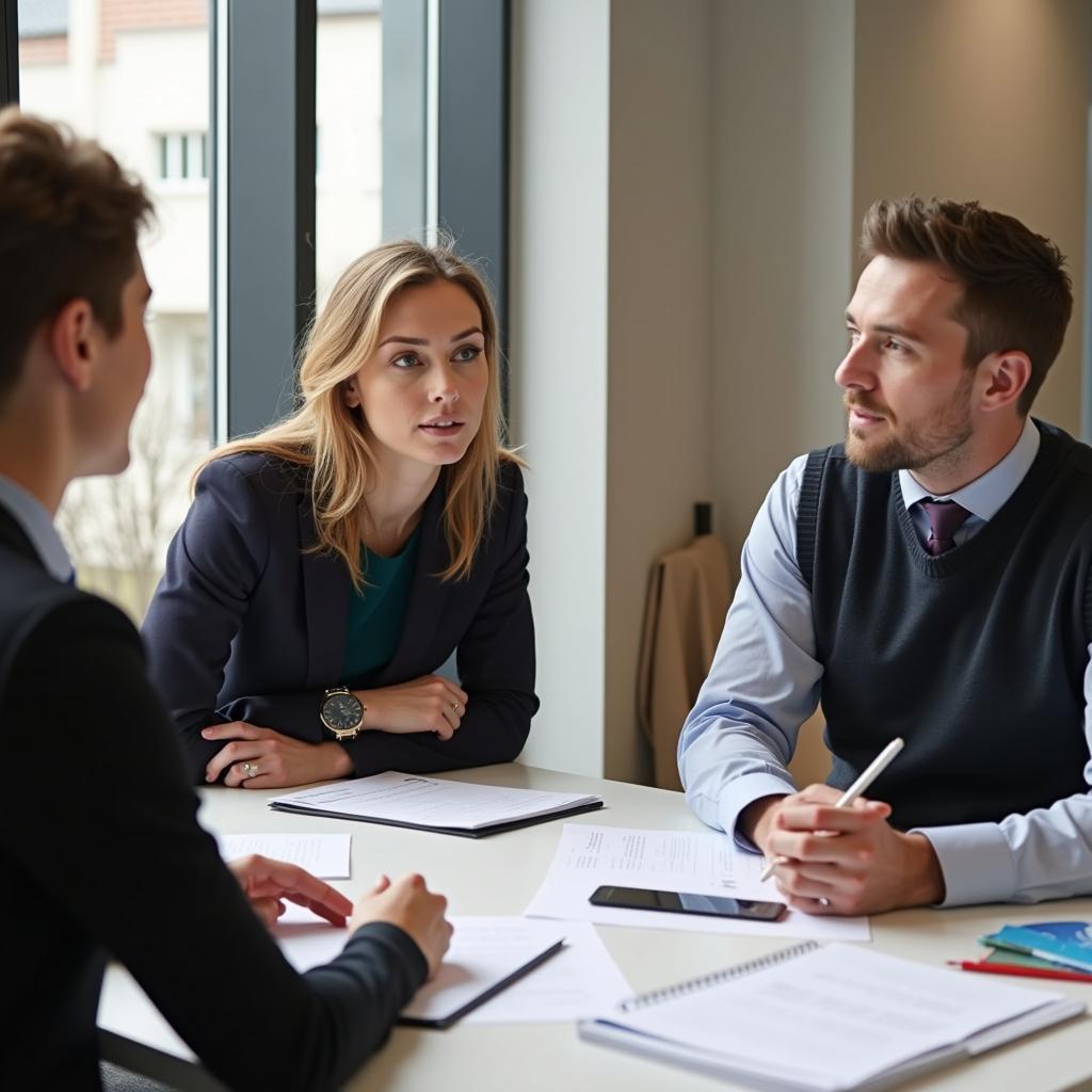 Giám khảo IELTS chuyên nghiệp đang đánh giá thí sinh trong phần thi Speaking Part 3