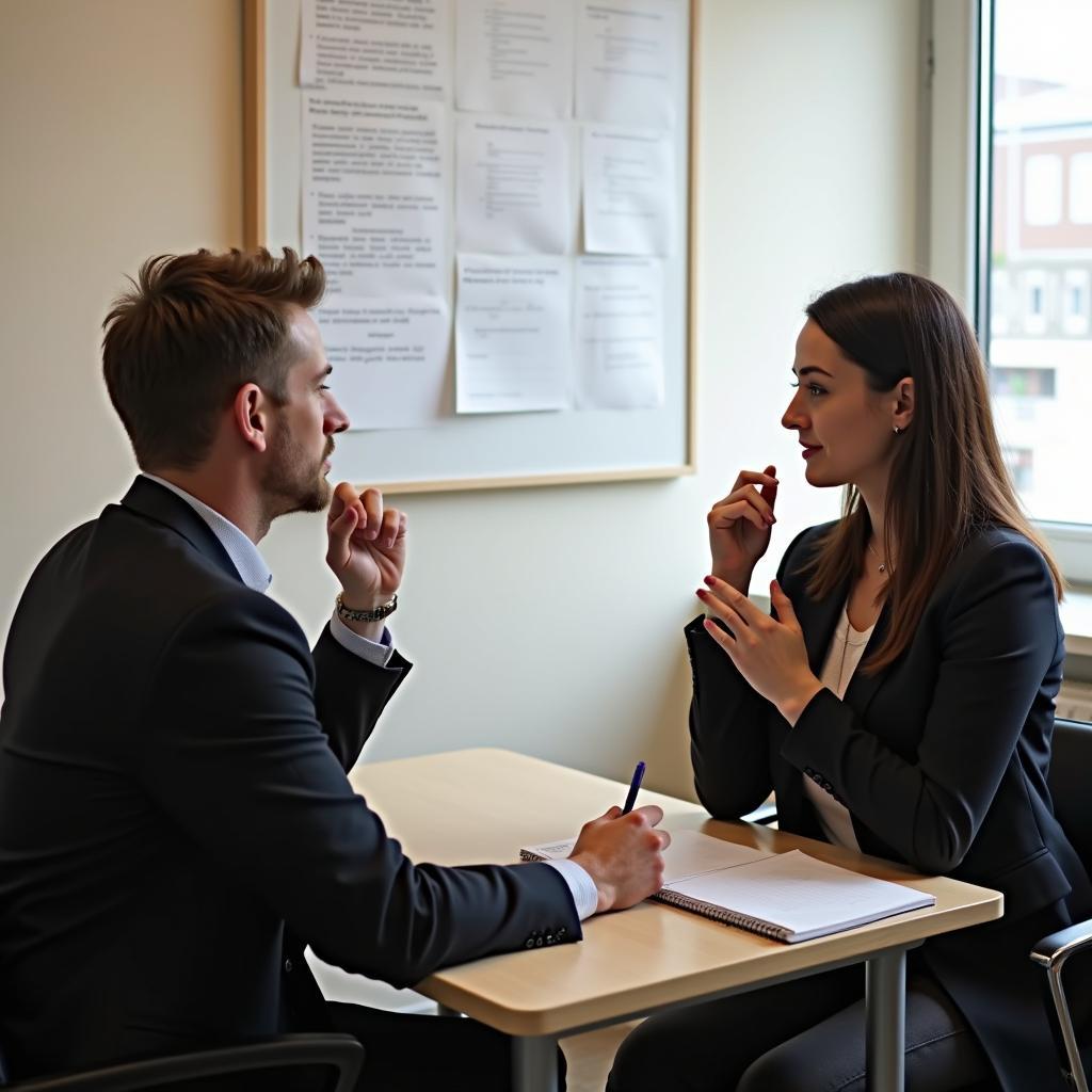 Giám khảo IELTS và thí sinh thảo luận sâu về chủ đề xã hội trong Speaking Part 3