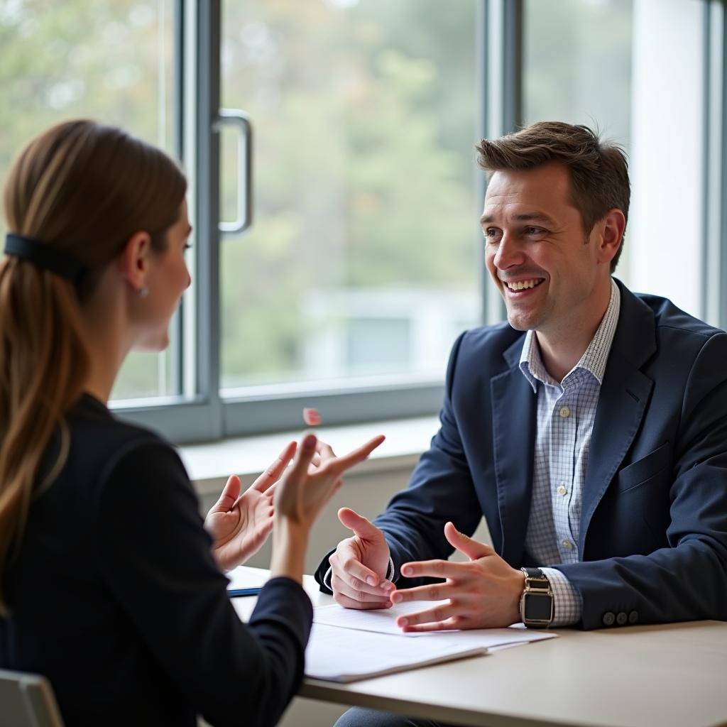 Giám khảo và thí sinh thảo luận IELTS Speaking Part 3 về công nghệ