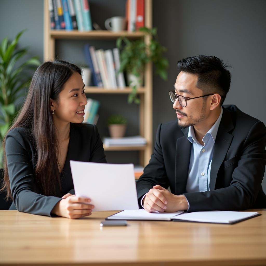 Giám khảo IELTS đang thảo luận chuyên sâu với thí sinh về chủ đề tiến hóa động vật trong Part 3