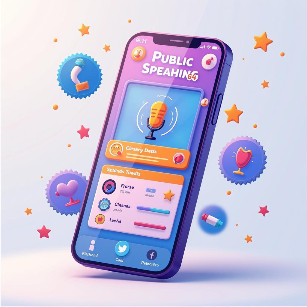 Giao diện ứng dụng với tính năng gamification cho việc luyện tập kỹ năng thuyết trình công cộng