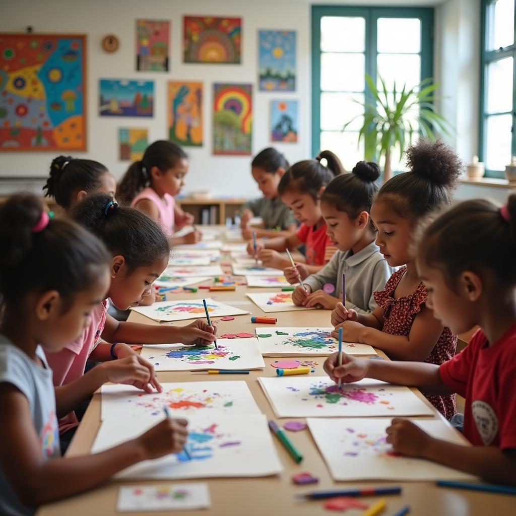 Học sinh tham gia hoạt động nghệ thuật đa văn hóa trong lớp học IELTS Reading