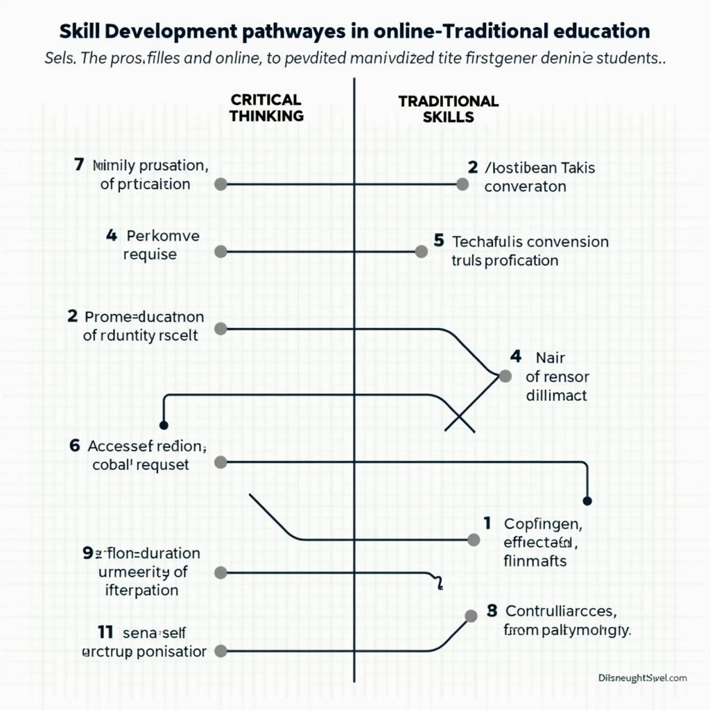 Sơ đồ so sánh phát triển kỹ năng trong giáo dục trực tuyến và truyền thống