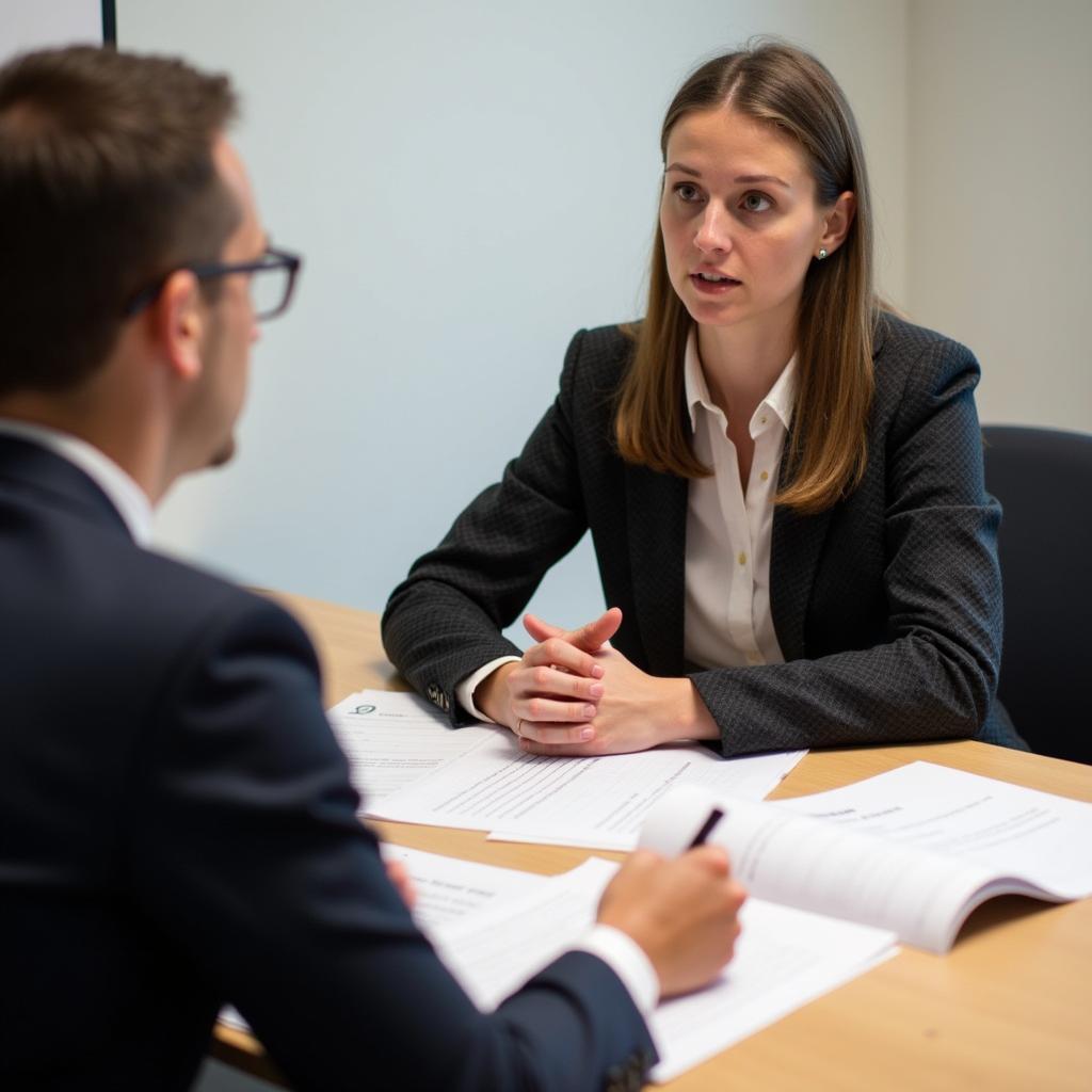 Giám khảo IELTS Speaking đang đánh giá và ghi chép trong buổi thi Speaking Part 3