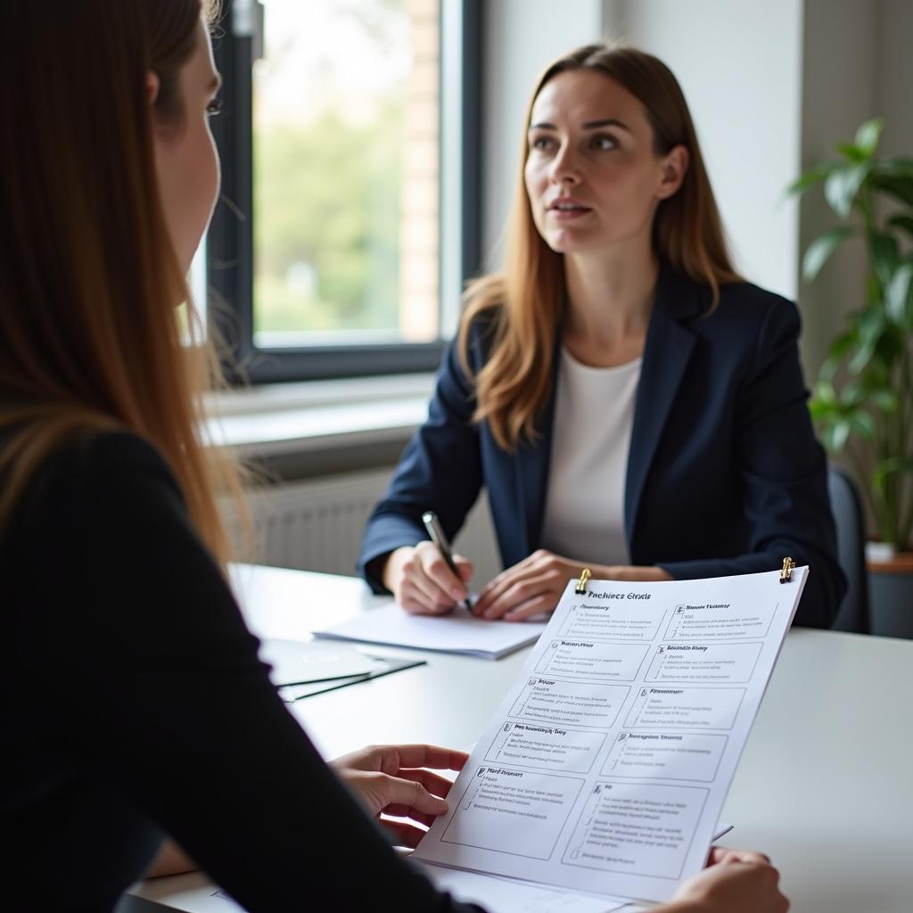 Giáo viên chấm thi IELTS Speaking đang đánh giá thí sinh theo tiêu chí chấm điểm chính thức