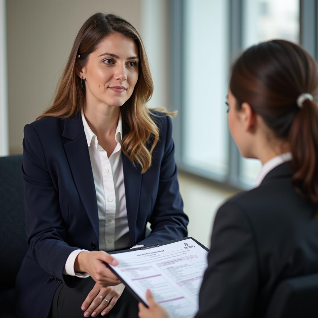 Giáo viên IELTS đang đánh giá bài nói Part 2 về thay đổi cuộc sống theo tiêu chí chấm điểm