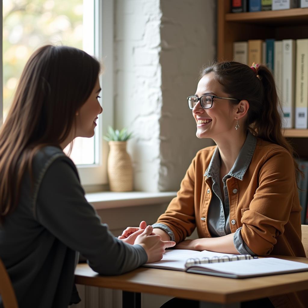 Giáo viên IELTS đang truyền cảm hứng và dạy học sinh bài học cuộc sống quan trọng