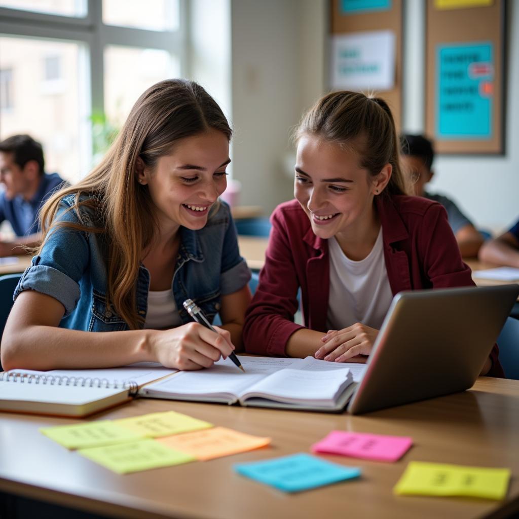 Giáo viên đang hướng dẫn học sinh phát triển kỹ năng giải quyết vấn đề một cách độc lập và hiệu quả