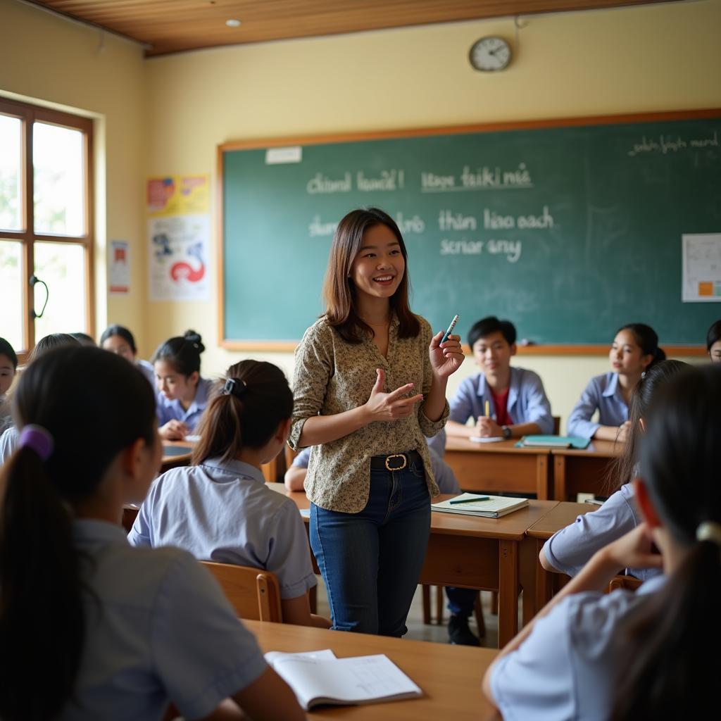 Giáo viên truyền cảm hứng cho học sinh trong bài thi IELTS Speaking về người có ảnh hưởng tích cực