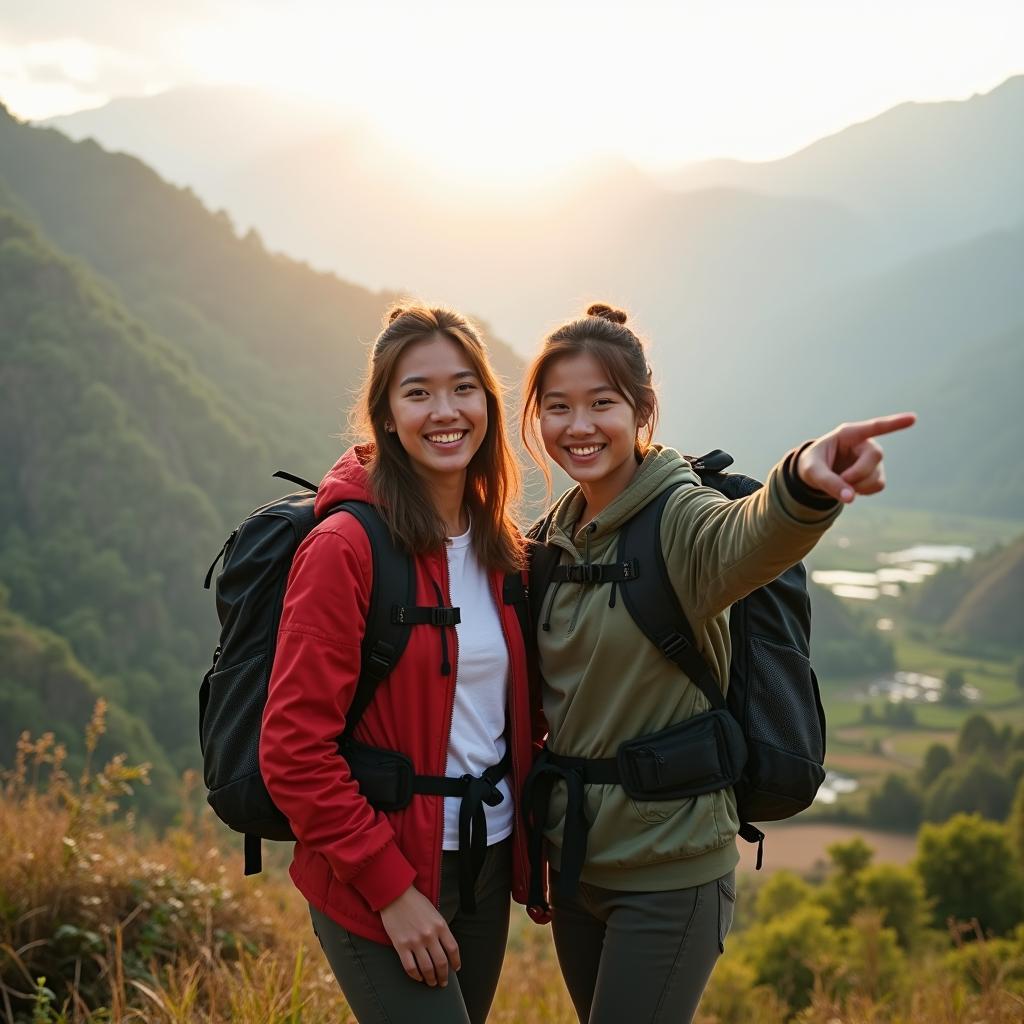 Hai người bạn thân thiết cùng nhau khám phá thiên nhiên trong chuyến du lịch IELTS Speaking