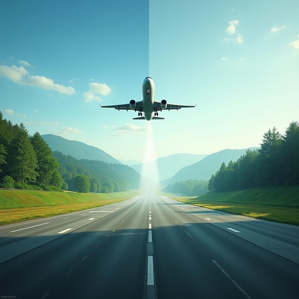 Hình ảnh minh họa cuộc tranh luận về việc hạn chế chuyến bay không thiết yếu để bảo vệ môi trường trong IELTS.